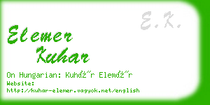 elemer kuhar business card